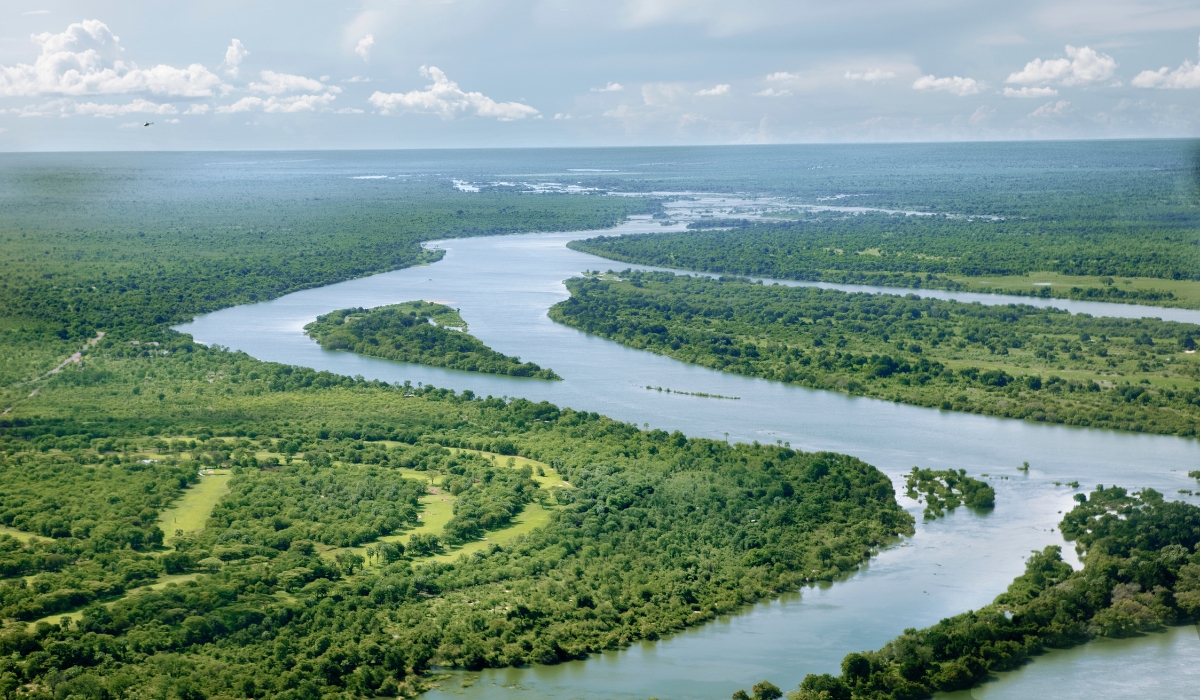 Zambezi River aerial view in Zimbabwe