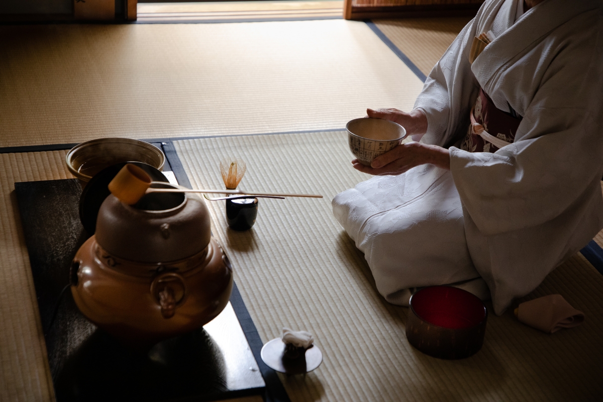 A traditional Japanese tea ceremony setup, thoughtfully arranged for a moment of calm and connection. 