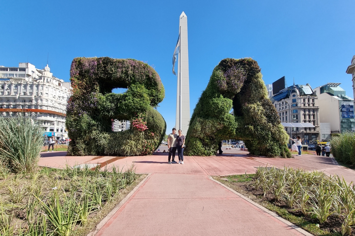 Claudia Cavero SA Expeditions Destination Expert at Obelisk monument in Buenos Aires, Argentina
