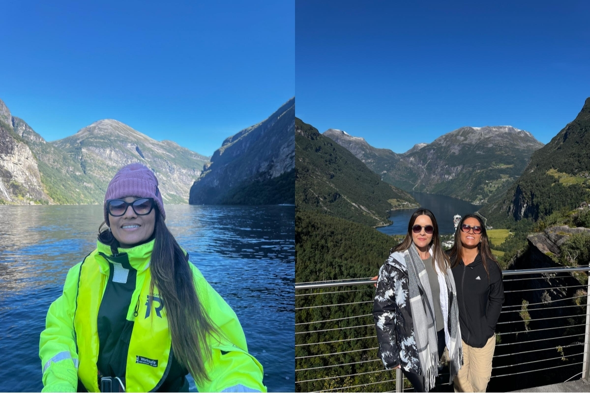 Exploring the beautiful Geiranger (Renata Ferreira). 