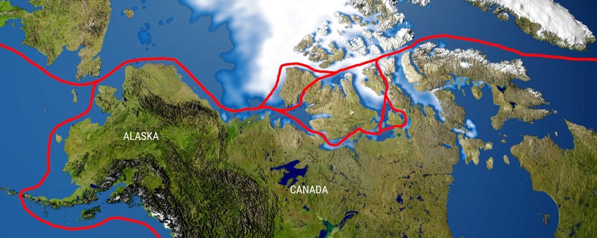 Northwest passage map of Canada and Alaska