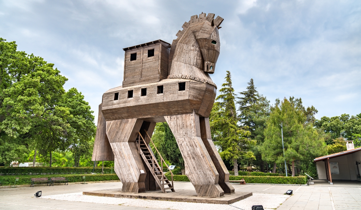 Trojan Horse replica at the Ancient City of Troy in Canakkale, Turkey