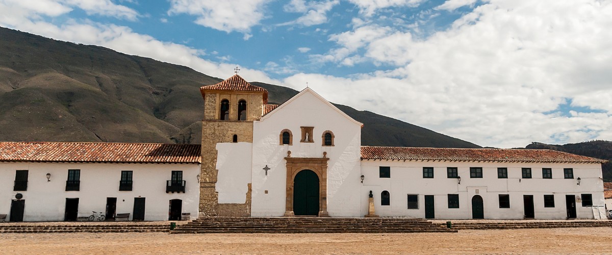 Panoramic View of Villa de Leyva Main Square in Boyacá, Colombia