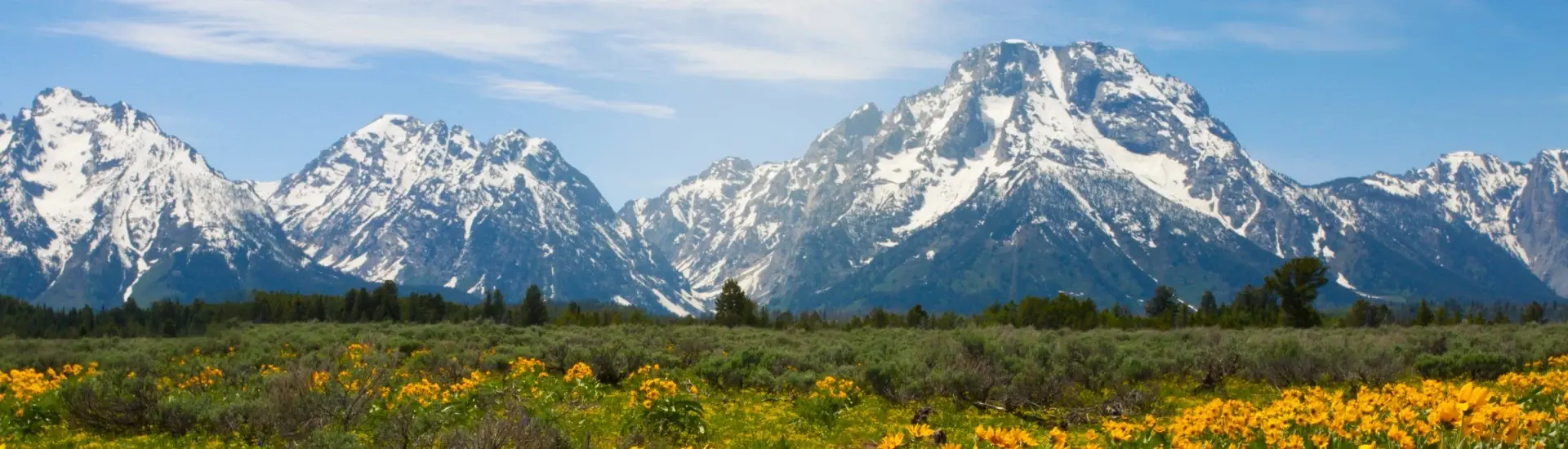 Snowy peaks in Grand Teton National Park, Wyoming