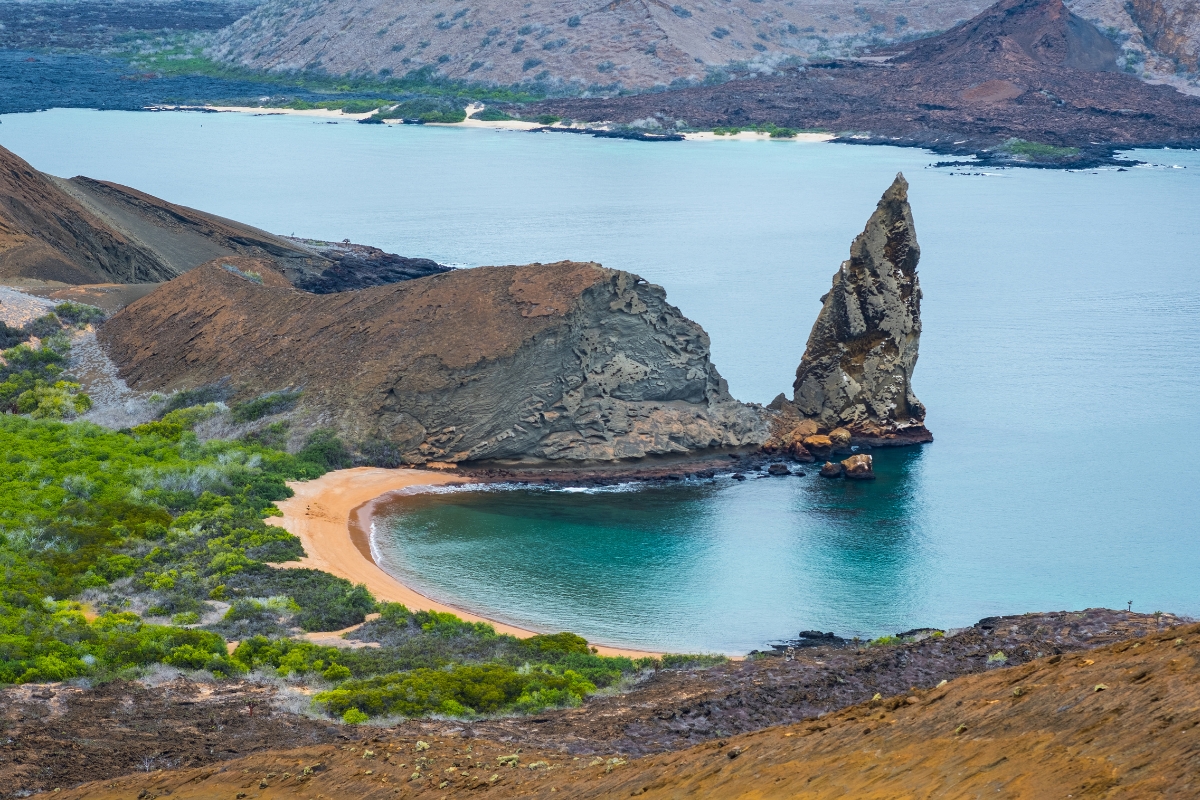 Pinnacle rock in Bartolome Island of the Galapagos Islands, Ecuador