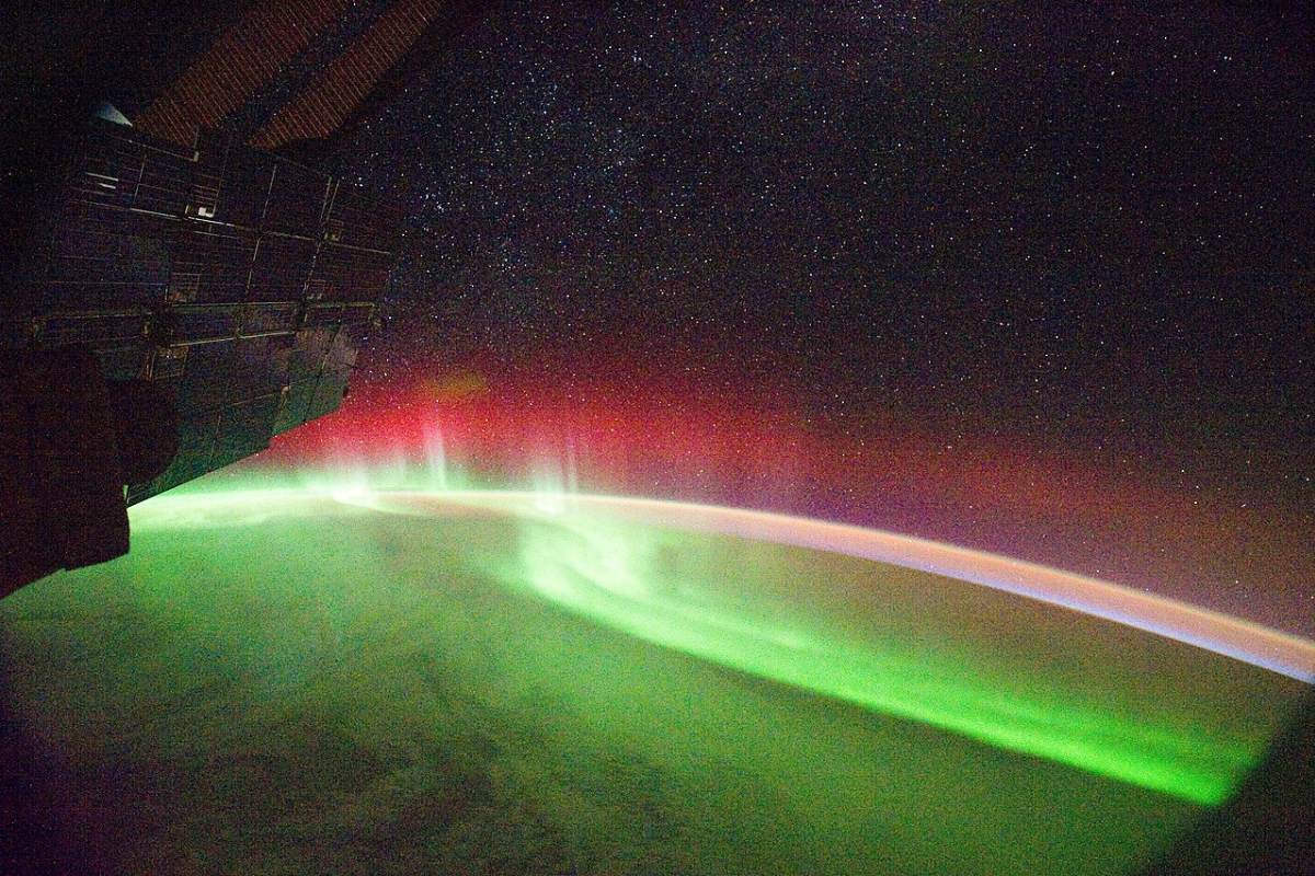 Green and red Aurora seen from space by NASA, International Space Station