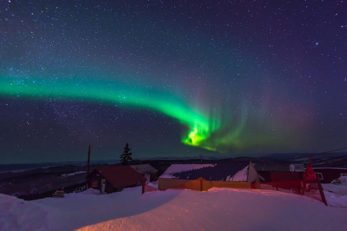 Northern lights or aurora borealis in Fairbanks, Alaska