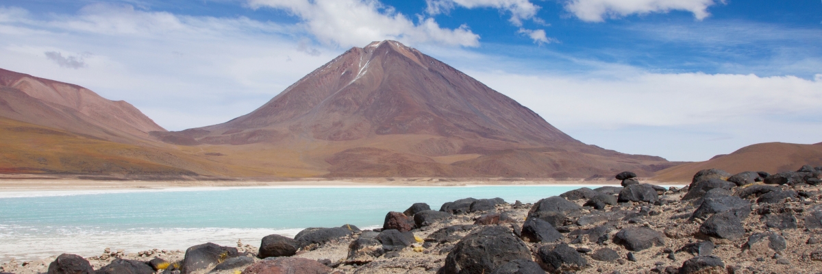 Laguna Verde with Licancabur Volcano background at Eduardo Avaroa Andean Fauna National Reserve, Bolivia