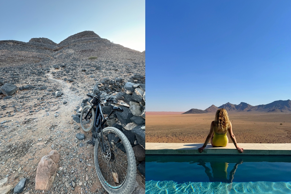 Biking and accommodation pool landscape near Sossusvlei, Namibia