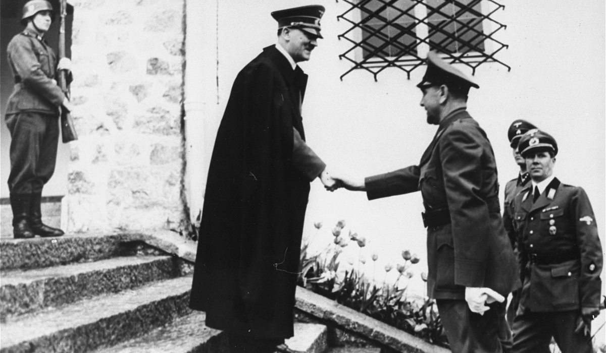 Adolf Hitler meets Ante Pavelić upon arrival at the Berghof in Bavaria, Germany