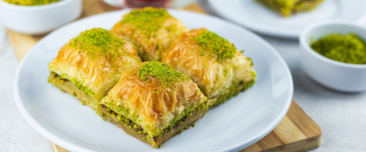 Baklava with Ground Pistachios, Middle Eastern dessert