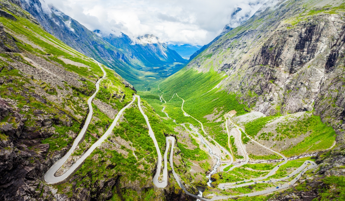 Trollstigen Trolls Path, windy mountain road in Norway