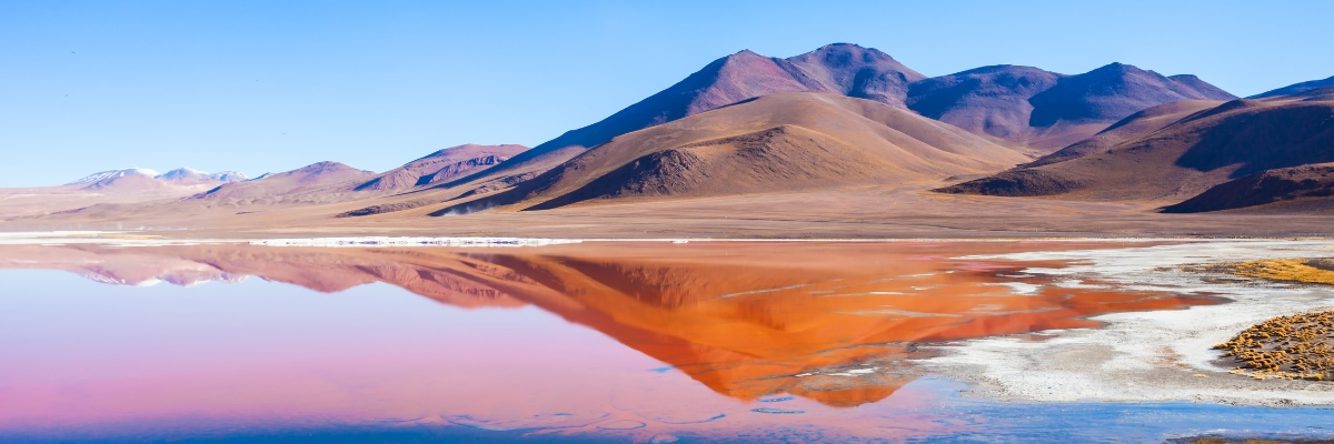 Laguna Colorada Lake in Salar de Uyuni Salt Flats in Bolivia