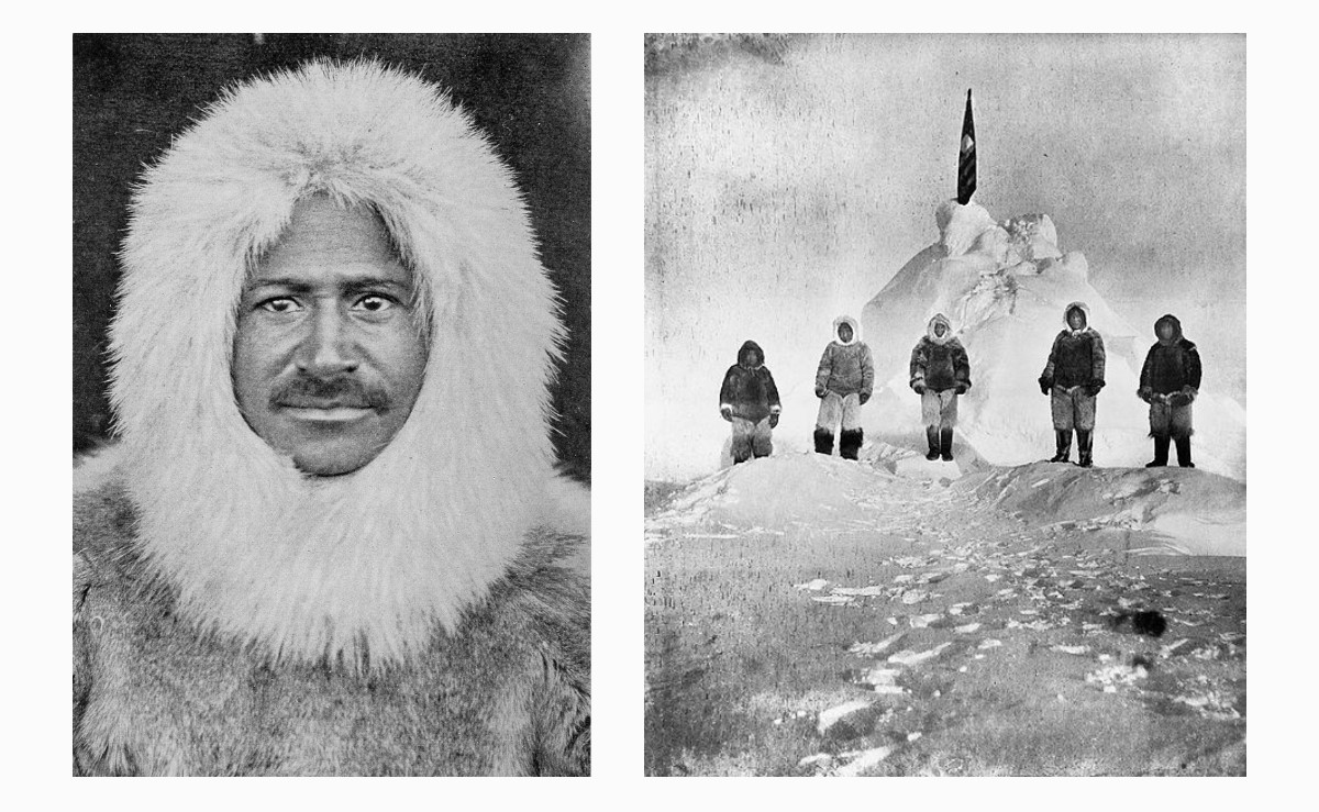 Matthew Henson and four Inuit guides at the North Pole