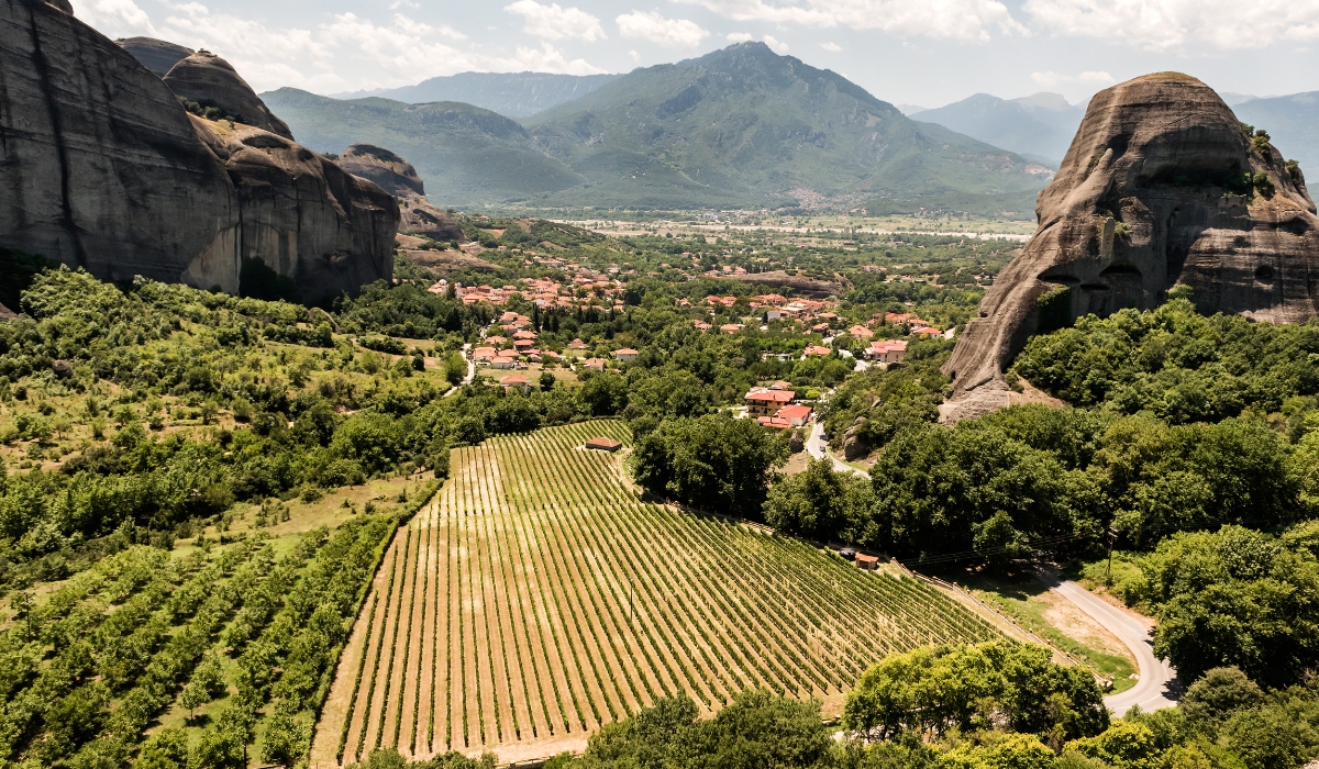 Meteora Monastery Wine vineyards near Thessaly, Greece