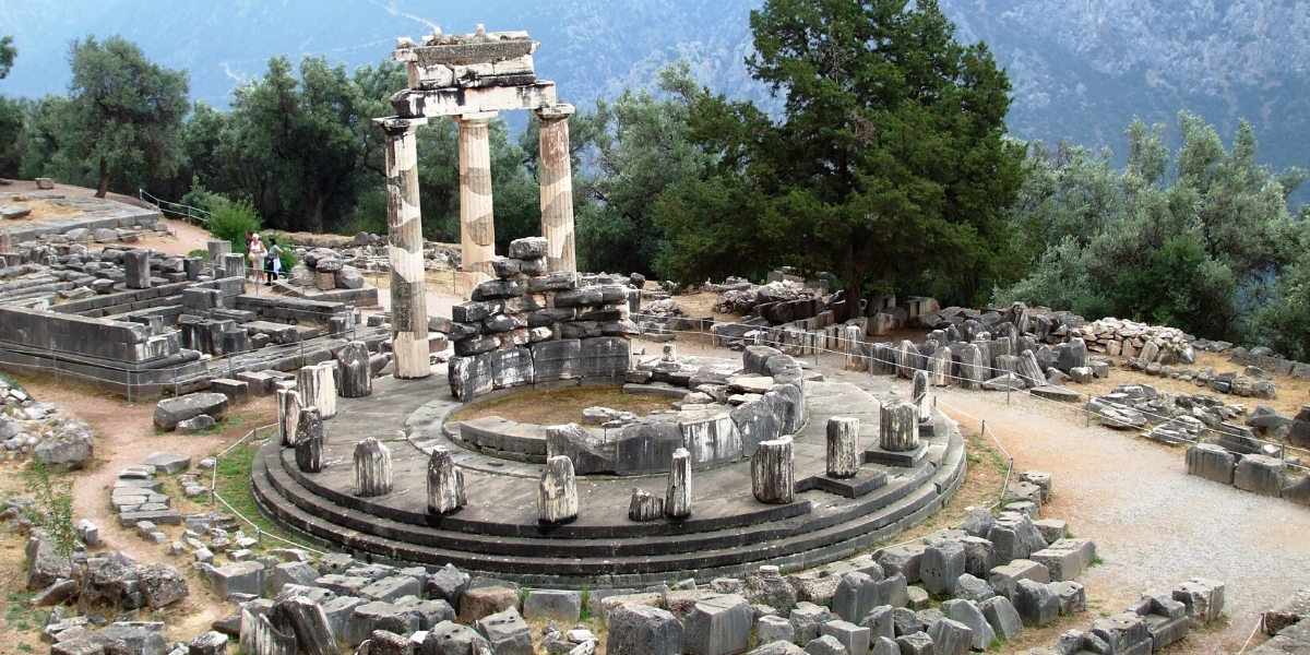 Delphi Temple, Greek ancient ruins in Greece