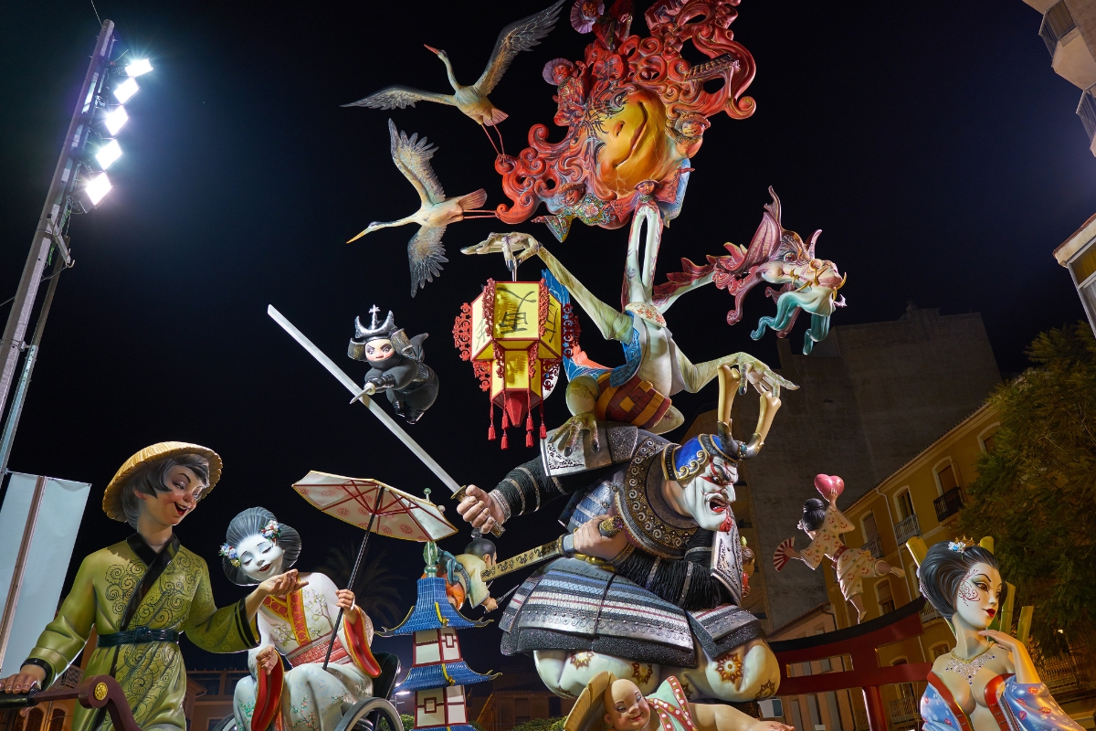 Las Fallas Festival Figures made of paper mache, papier mâché in Valencia, Spain