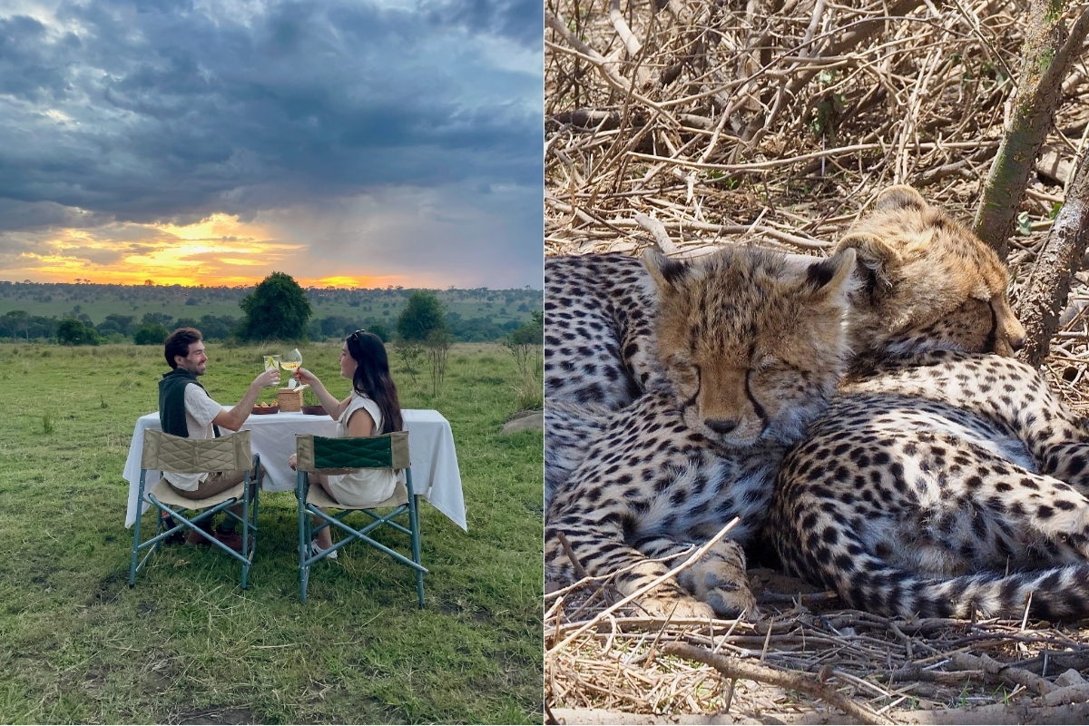 Celebrating our new marriage with a great sunset view and spotting baby cheetahs! (Photo: Stephanie Mifflin)