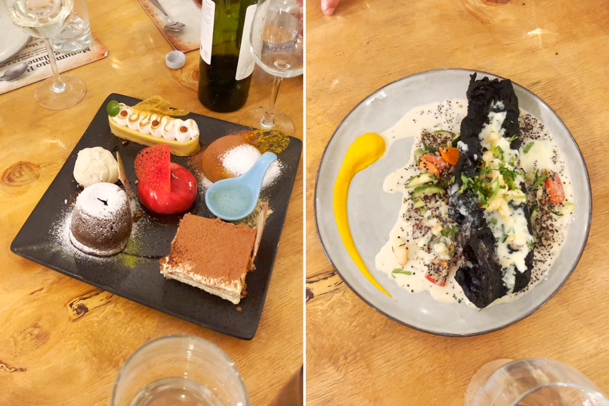 Patagonian cuisine, dish and dessert at La Yegua Loca in Punta Arenas, Chile