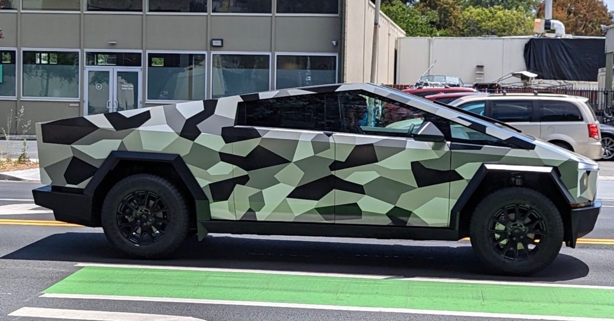 Tesla Cybertruck spotted with camouflage starts rumors