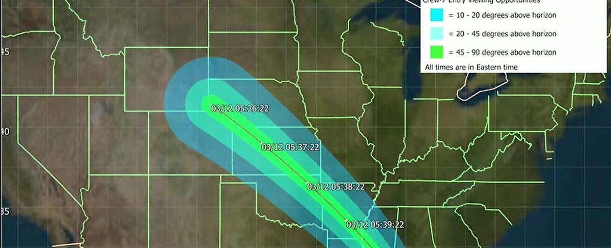 SpaceX Dragon Endurance spacecraft will be visible over Kansas