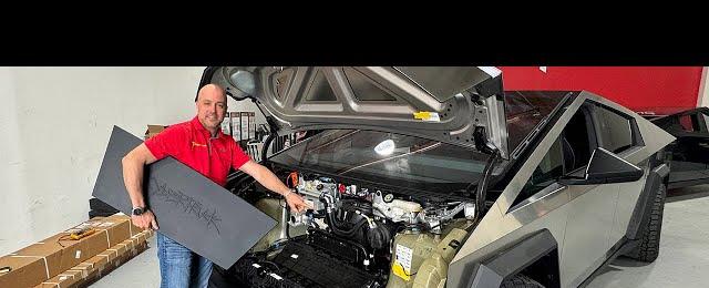 Dissecting a Cybertruck Part 2! Tesla Auxiliary Power Under Frunk, Inspection & More, first look