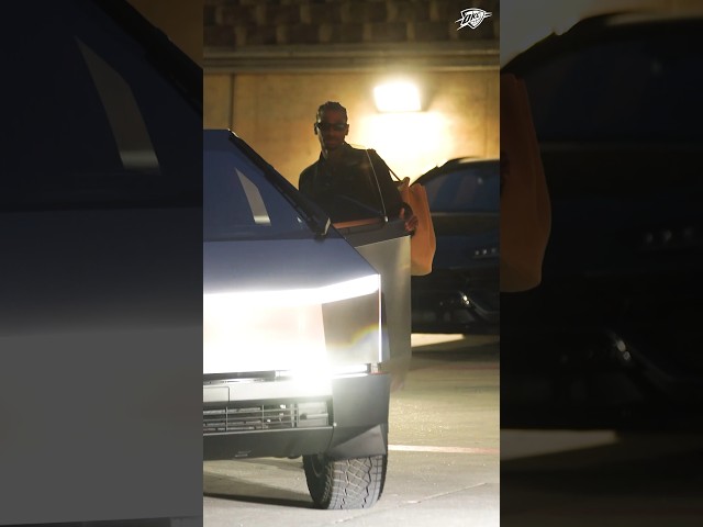 Shai pulled up in the Tesla Cybertruck 🔥#okcthunder #shaigilgeousalexander #tesla #cybertruck