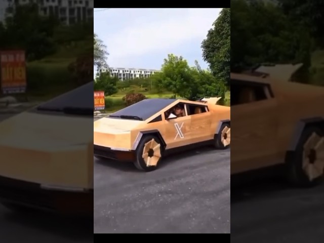 Real Wooden Tesla Cybertruck! “Wood” you spend 100 days or $100k to have one?    #tesla #cybertruck