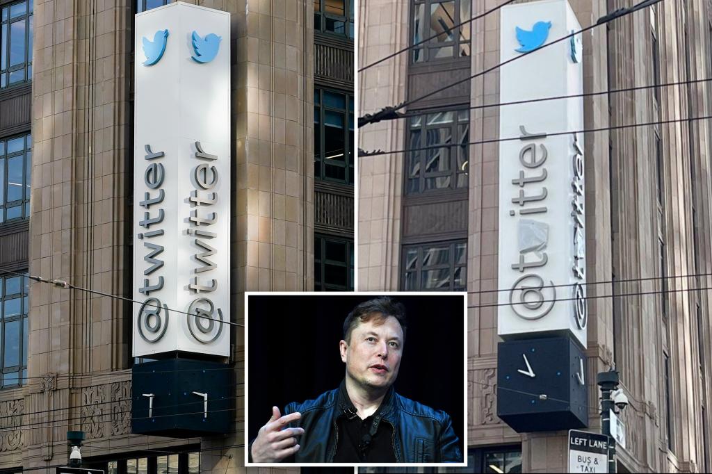 Elon Musk paints over 'w' on Twitter HQ sign so it reads 'Titter'