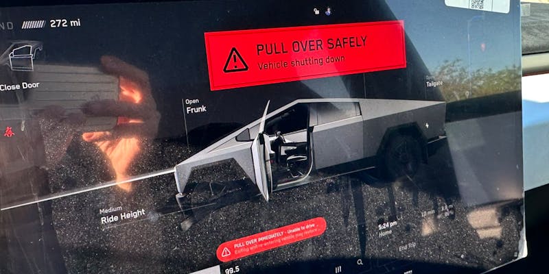 Tesla Cyberbeast Glitch Strands Truck After Just 21 Miles