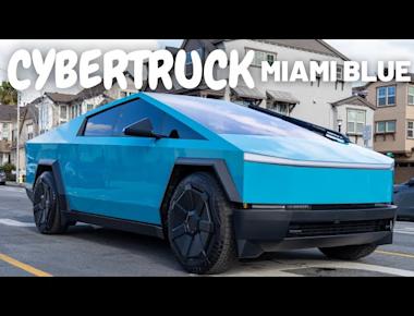 Tesla Cybertruck In Miami Blue - Drive Around - DYNOmiami-blue PPF