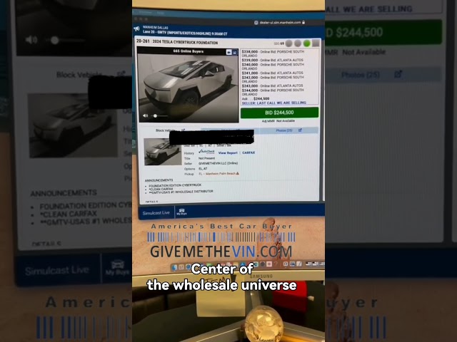 FIRST EVER Tesla Cybertruck sold by GiveMeTheVin #autoauction #carsales #rarecars #teslacybertruck