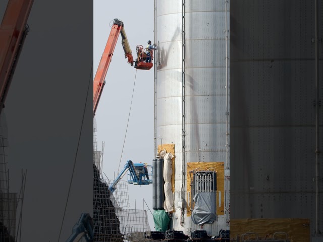 SpaceX Starship History- Engineers work on Starship Booster 10-19-2021  #shorts #spacex #elonmusk