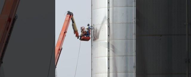 SpaceX Starship History- Engineers work on Starship Booster 10-19-2021 #shorts #spacex #elonmusk