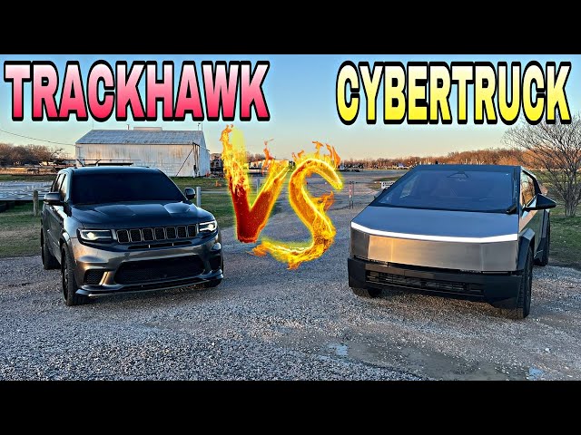 FIRST IN THE WORLD TESLA CYBERTRUCK VS JEEP TRACKHAWK RACE