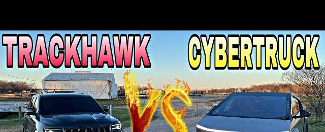 FIRST IN THE WORLD TESLA CYBERTRUCK VS JEEP TRACKHAWK RACE