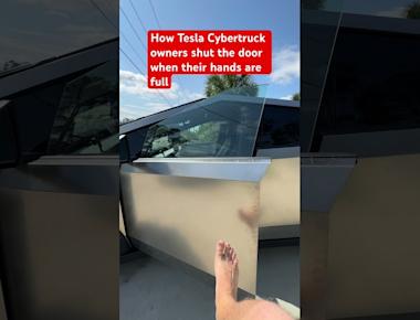 How Tesla Cybertruck owners shut the door when their hands are full