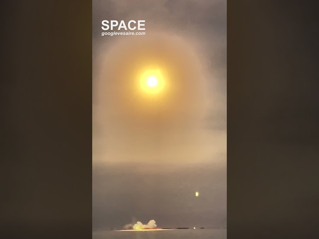 SpaceX Falcon 9 rises like a fireball towards the clouds from SLC 40  #shorts  #spacex #starship
