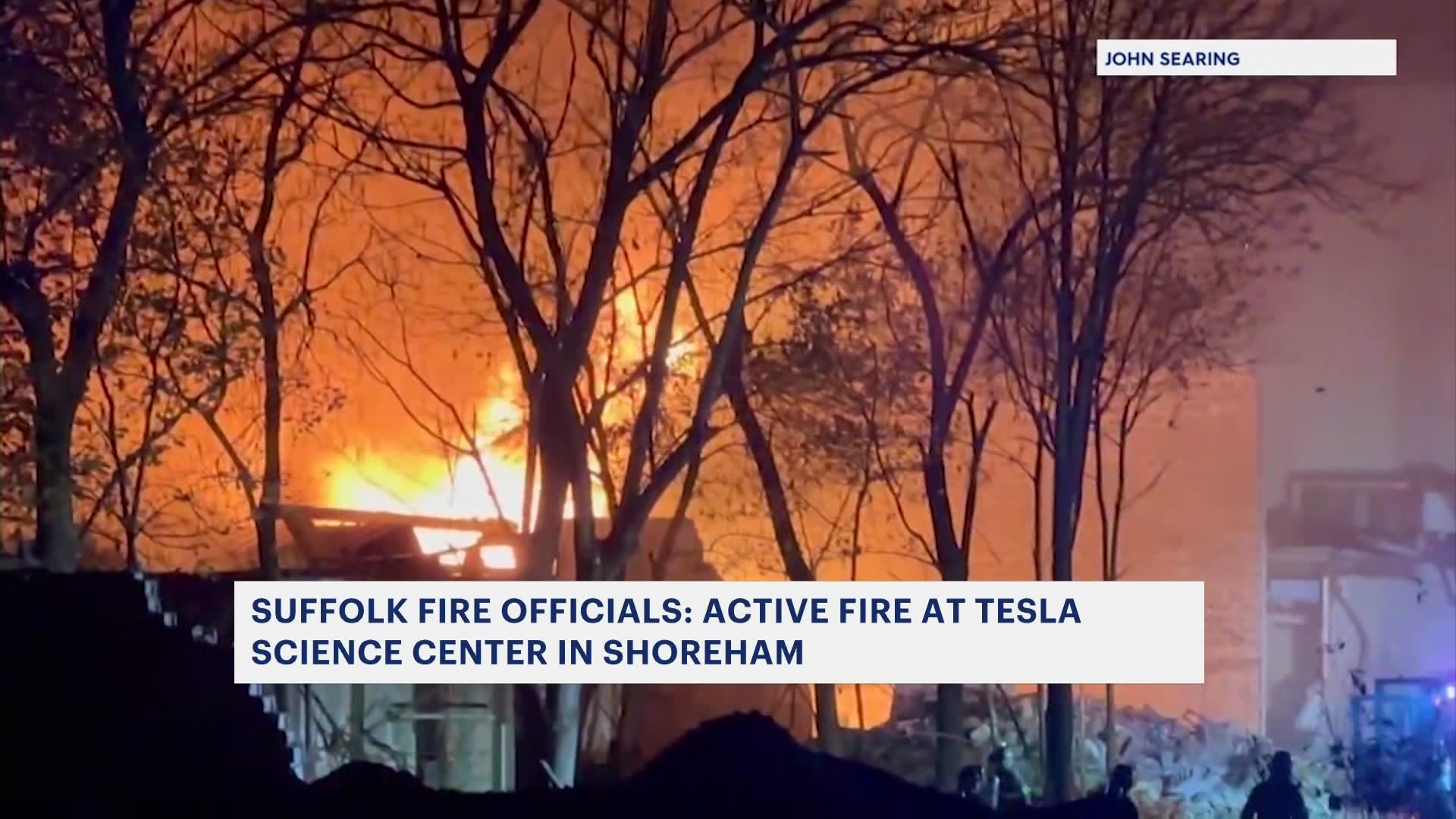 Officials: Fire contained after reigniting at Tesla Science Center in Shoreham
