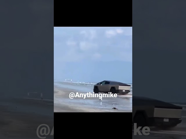 Tesla Cybertruck Drives Through The Ocean in Texas #ytshorts #youtubeshorts #youtube