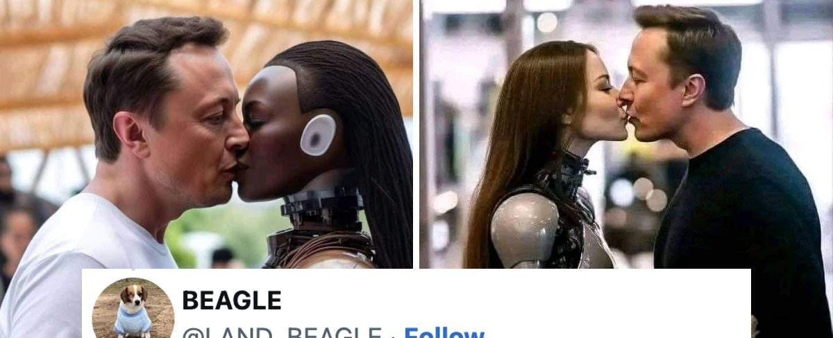 Viral AI Pics Of Elon Musk Kissing Robot Women Are Getting Mocked On Twitter