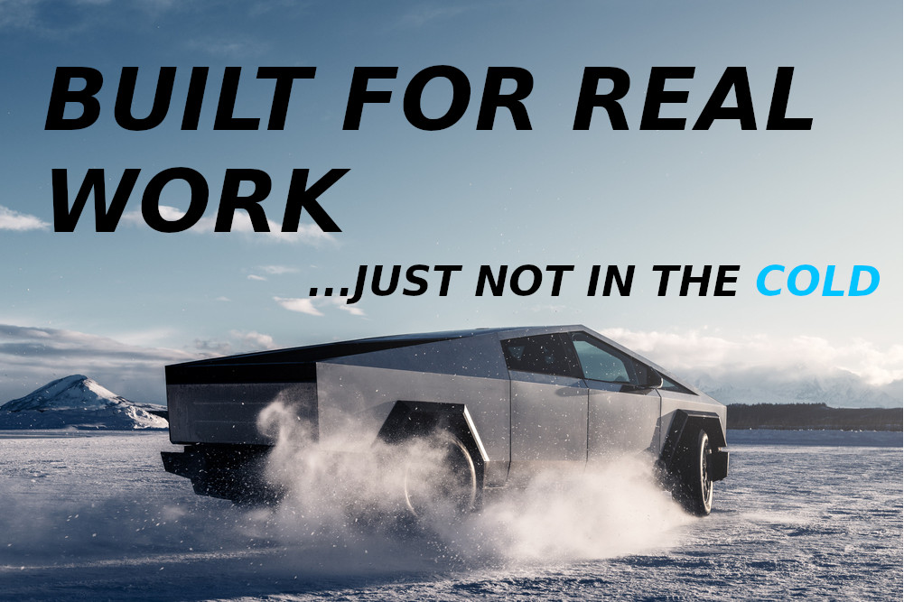 Icy Tesla Cybertruck towing torture test tips triple-digit range — barely