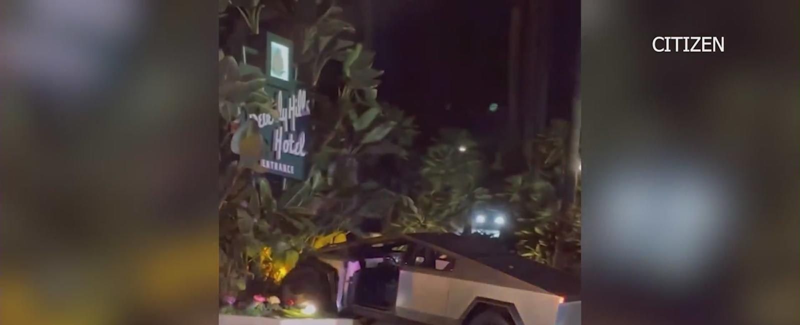 Elon Musk responds to Tesla Cybertruck crash into Beverly Hills Hotel sign