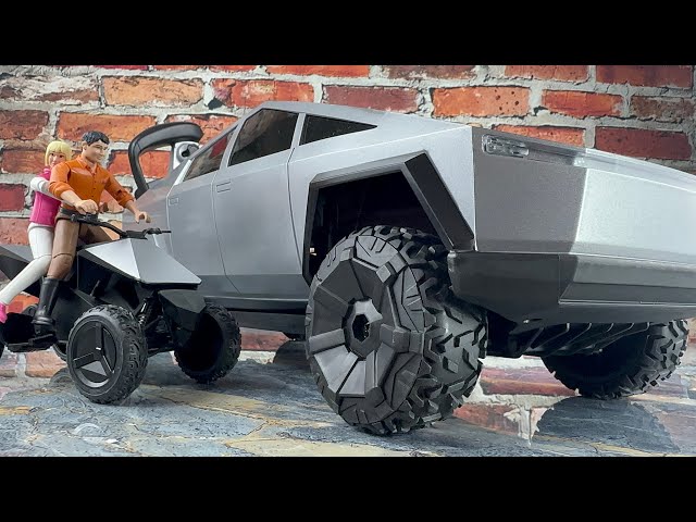 [BEST] Unleashing the Future: Hot Wheels 1:10 Tesla Cybertruck & Electric Cyberquad RC Adventure! 🚓