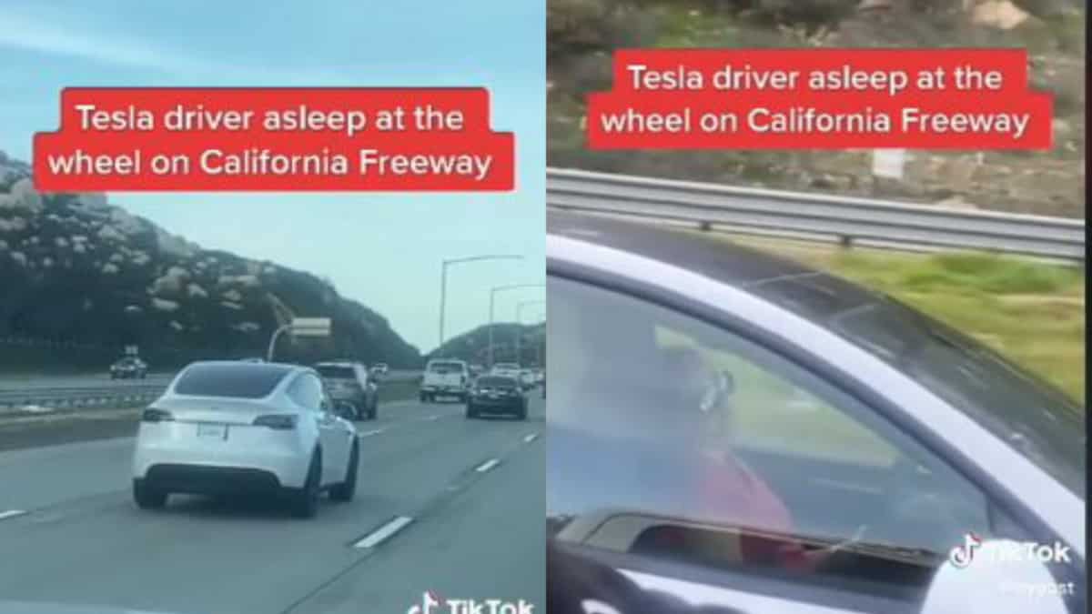 Woman Falls Asleep in Tesla Car While Moving on the Road, Video Goes Viral on TikTok