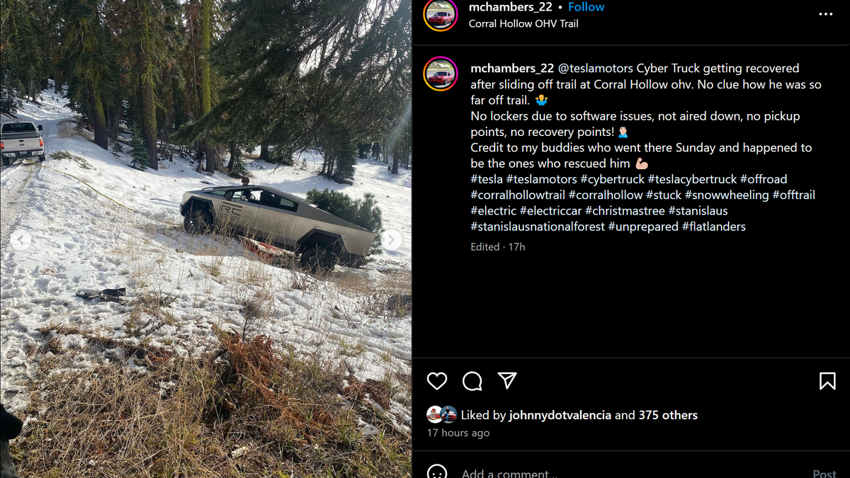 Ford F-150 Comes To The Rescue After Tesla Cybertruck Gets Stuck In Snow