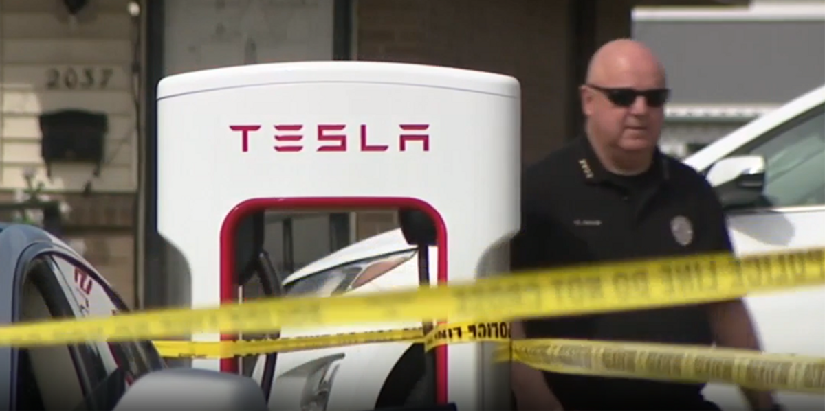 Deadly shooting at Tesla charging station after armed man is maced by alleged shooter