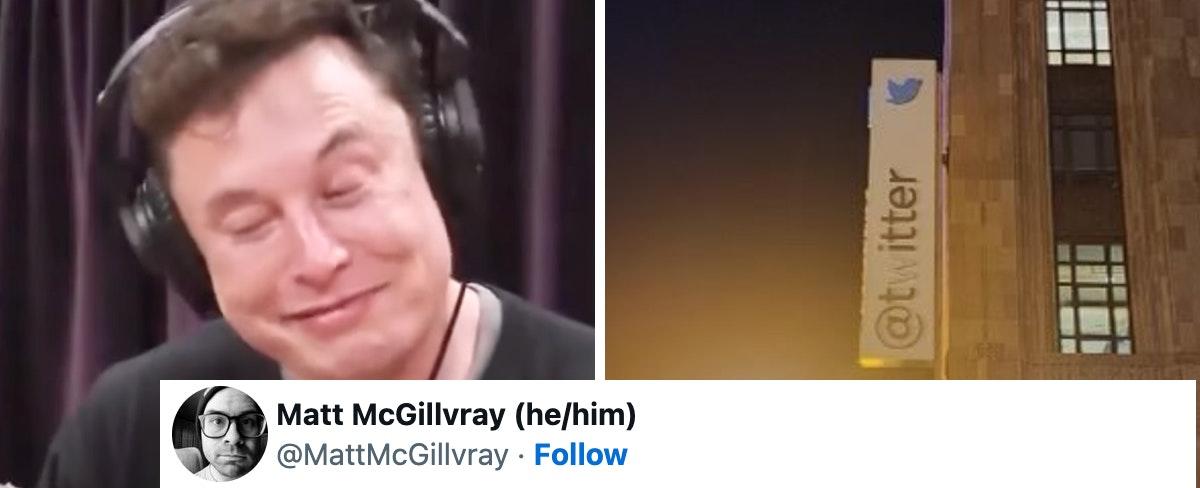 Elon Musk Paints Over The 'W' At Twitter Headquarters To Make It Say 'Titter' And Changes Handle To 'Harry Bolz'