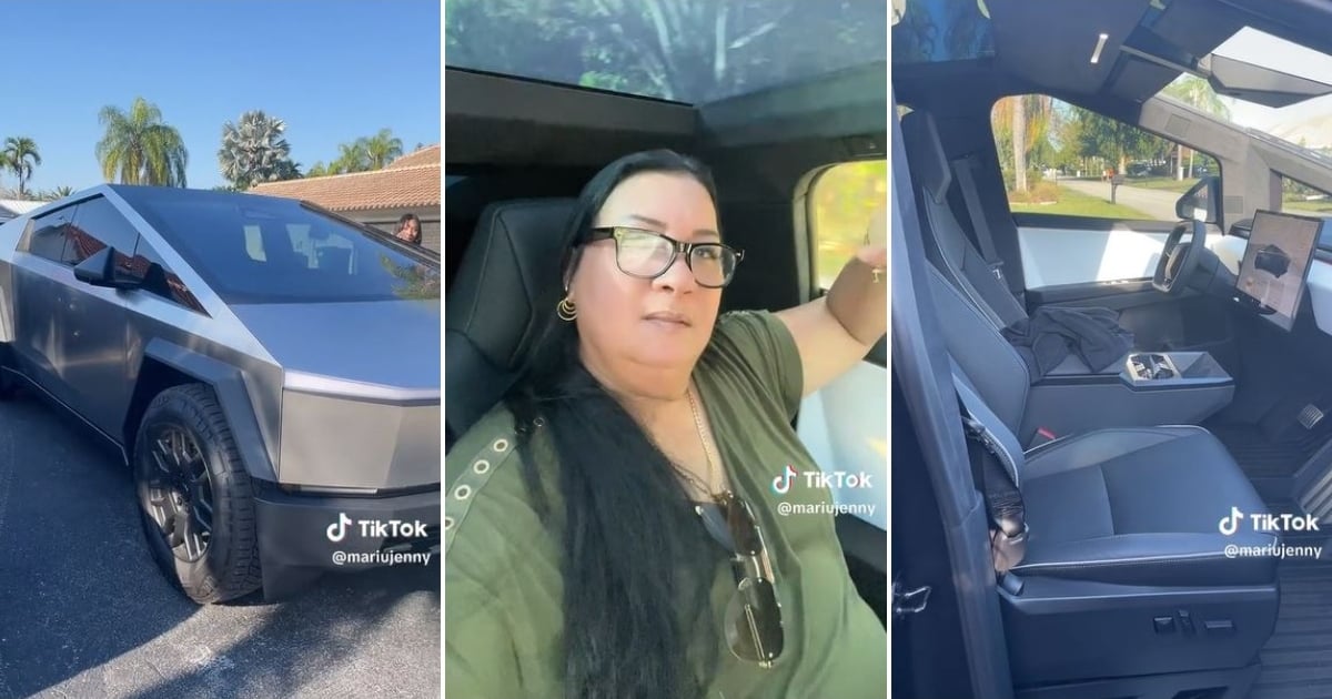 Cubana de Miami muestra Tesla Cybertruck por fuera y dentro: "Aquí atrás me siento viral y famosa"