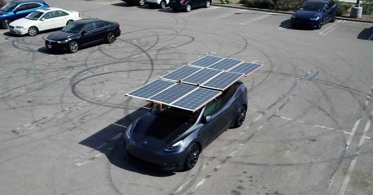 Tesla Owner Builds Solar Array That Folds Out of Model Y Roof